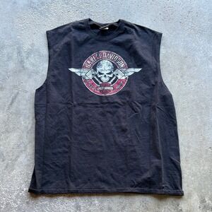 Harley Davidson Tank Top Shirt Mens 2XL Sleeveless‎ Skull Wings Graphic